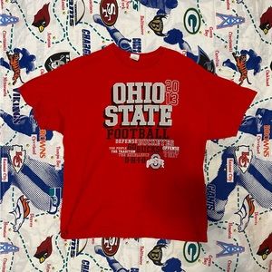 Vintage Gildan 2013 Ohio State Buckeyes Football Double Sided Heavy T Shirt